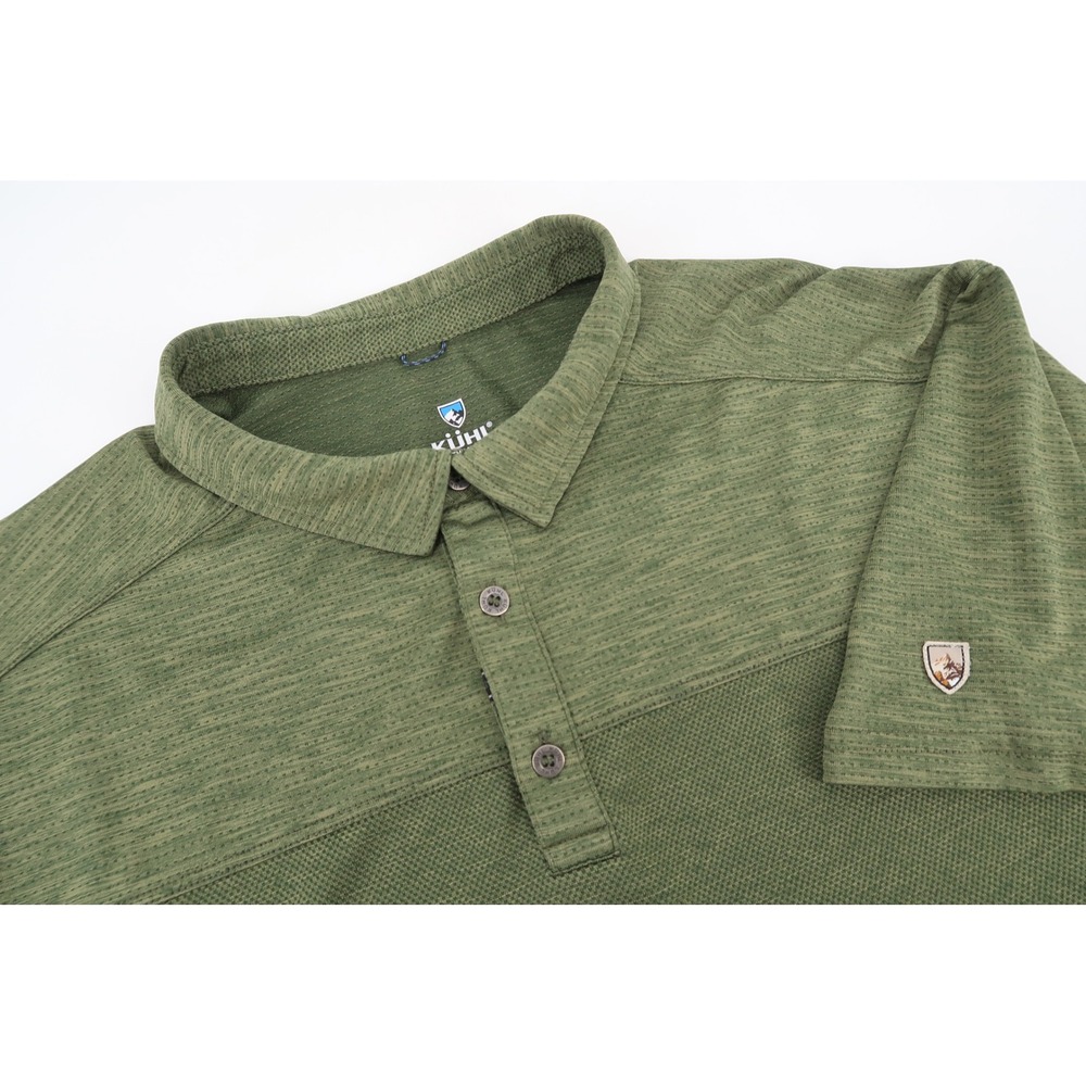 Kuhl Engineered Polo Shirt Mens XXL Green Short Sleeve Performance Texture 7424